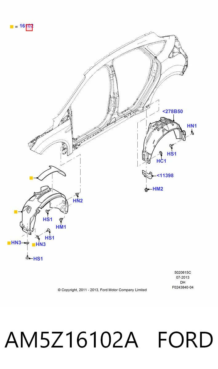 AM5Z16102A Ford Підкрилок переднього крила, правий