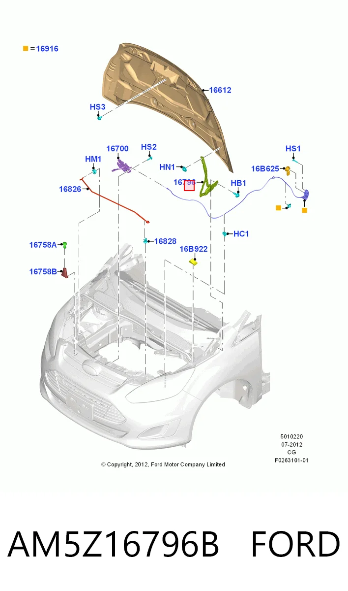 AM5Z16796B Ford Завіс капота, правий
