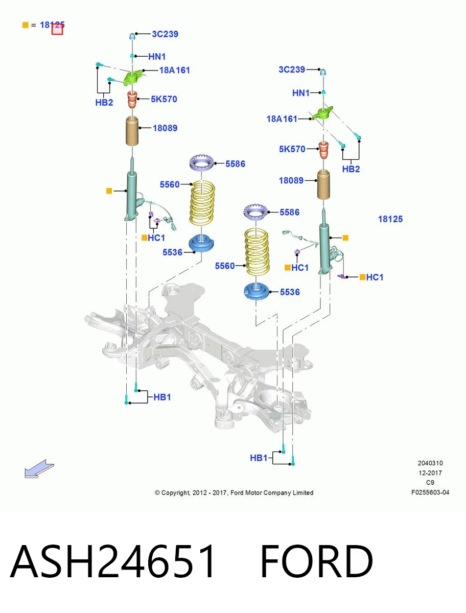 ASH24651 Ford Амортизатор задній, правий