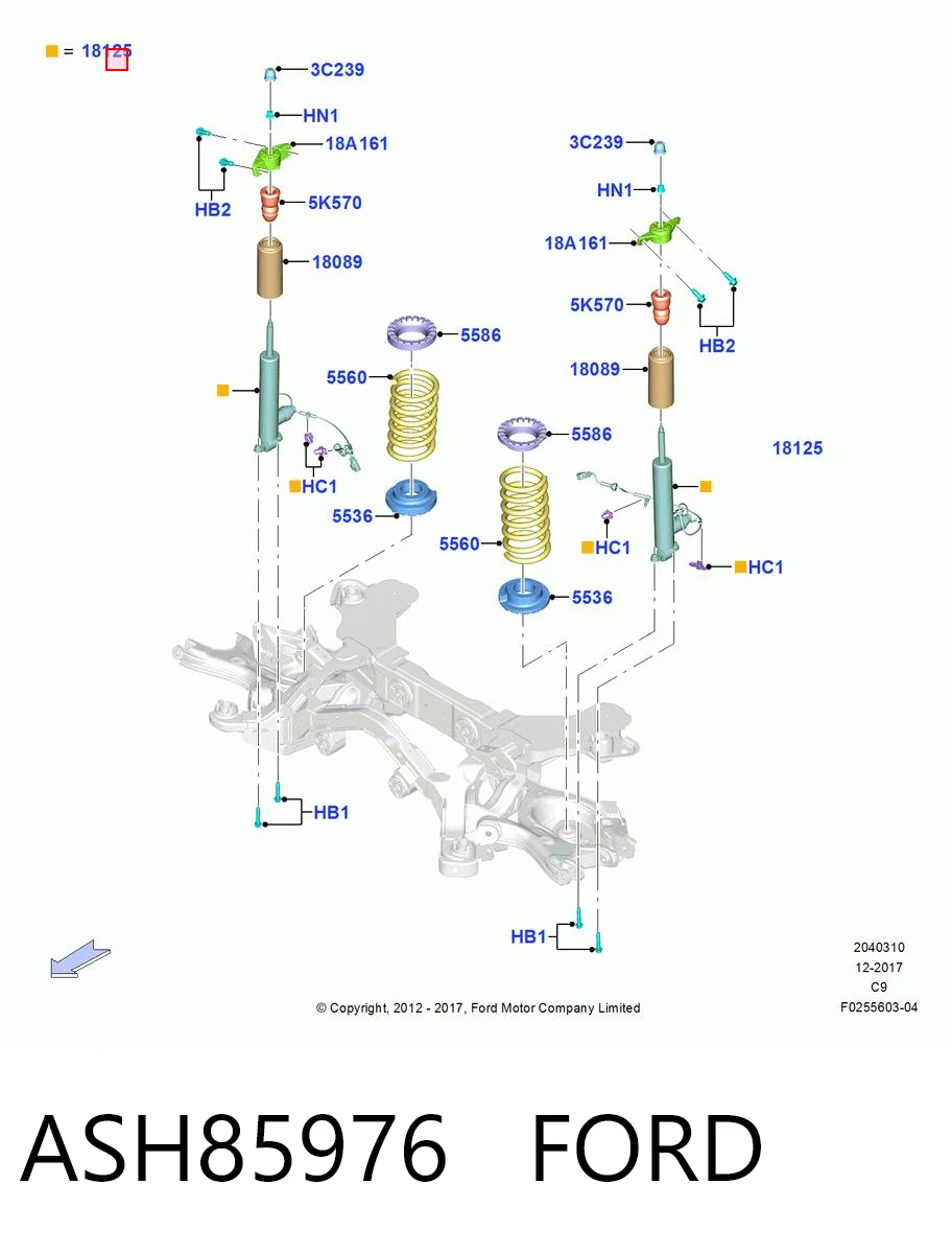ASH85976 Ford Амортизатор задній, лівий
