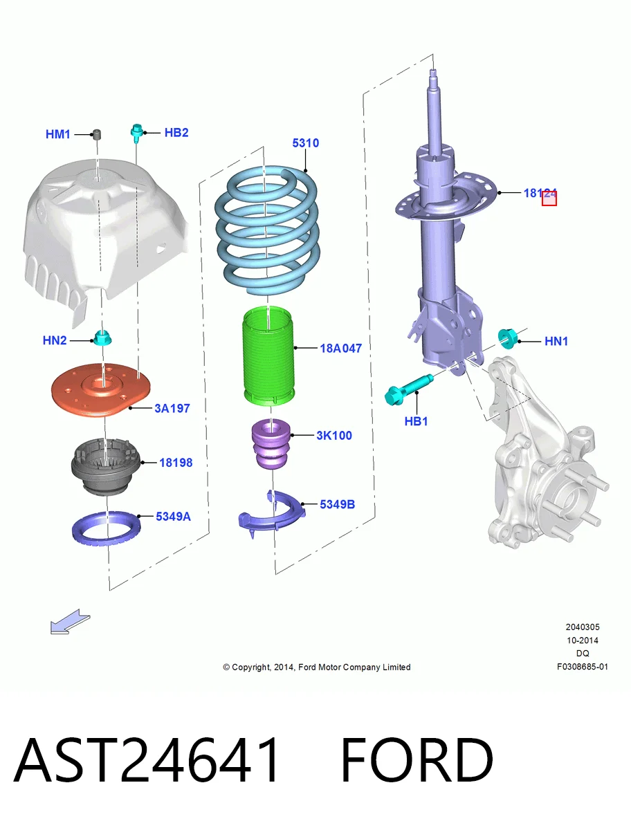 Ліва передня стійка на Ford Edge II CD539