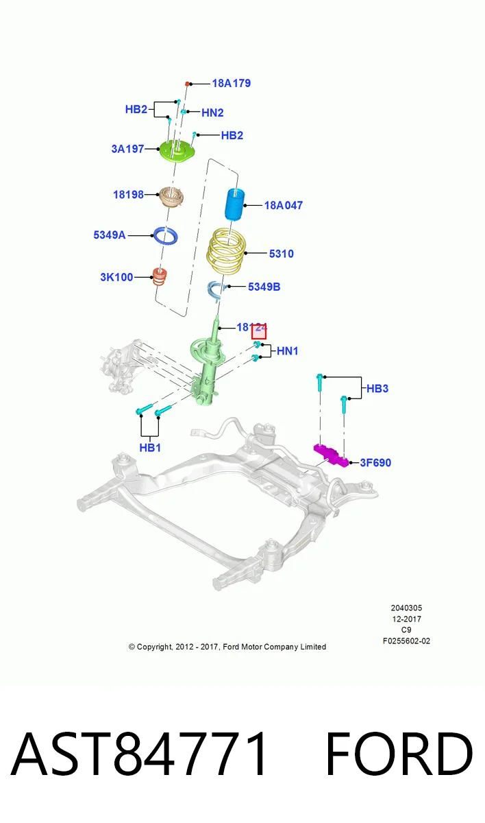 AST84771 Ford Ліва передня стійка