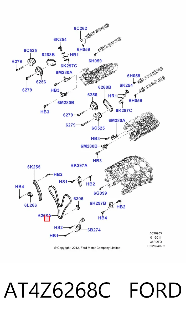 AT4Z6268C Ford Ланцюг приводу распредвала