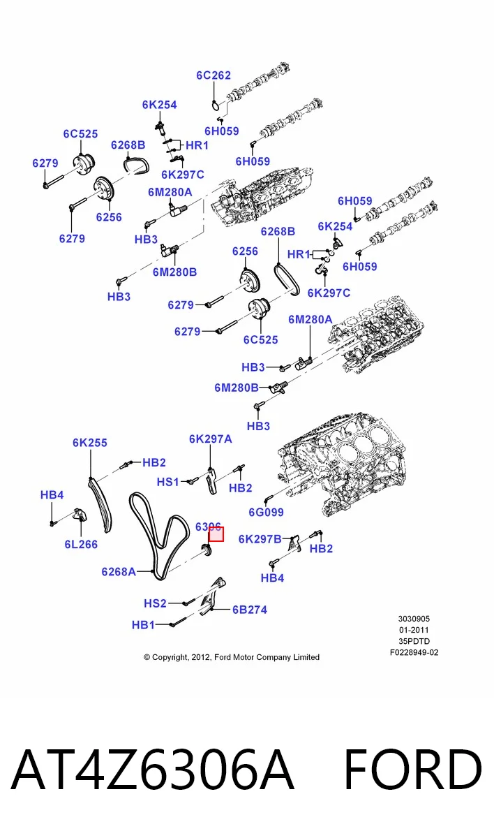 AT4Z6306A Ford Зірка-шестерня приводу коленвалу двигуна