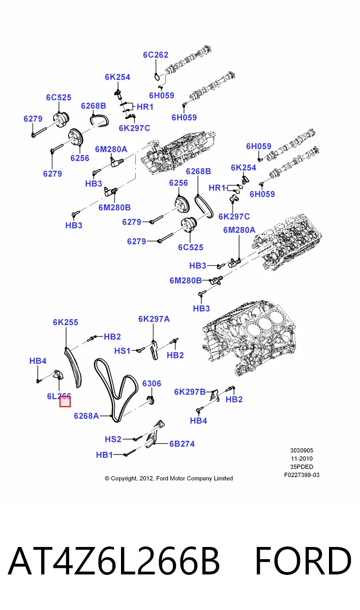 AT4Z6L266B Ford Натягувач ланцюга ГРМ
