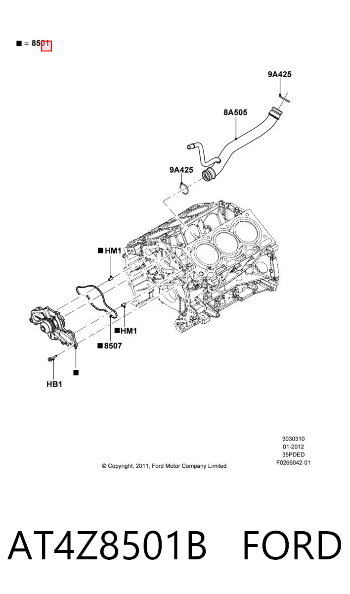 AT4Z8501B Ford Насос охолодження