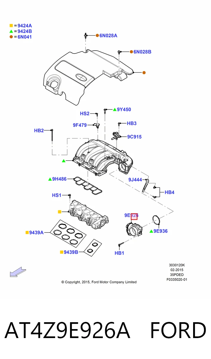 AT4Z9E926A Ford Дросільна заслінка в зборі