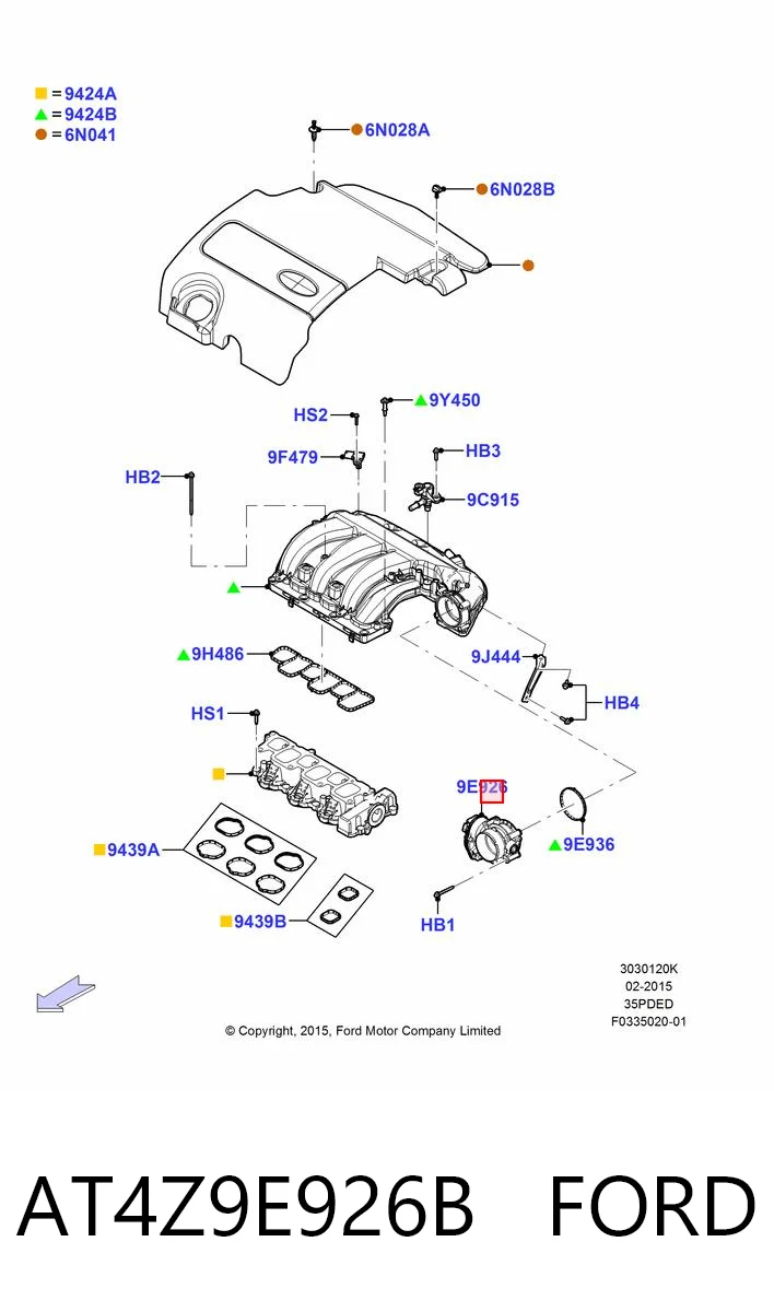 AT4Z9E926B Ford Дросільна заслінка в зборі