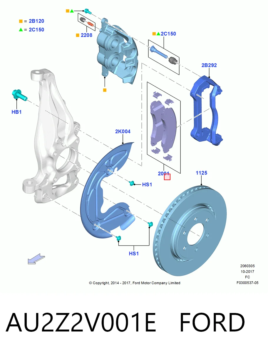 AU2Z2V001E Ford Передні гальмівні колодки
