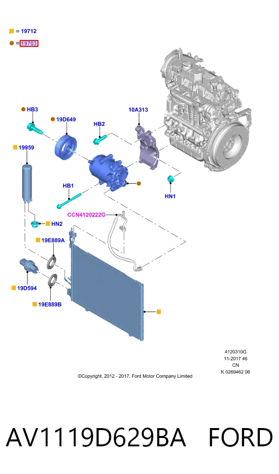 AV1119D629BA Ford Компресор холодоагенту