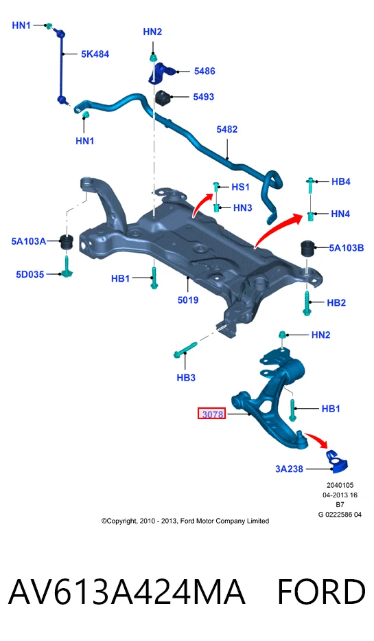 AV613A424MA Ford Поперечний важіль