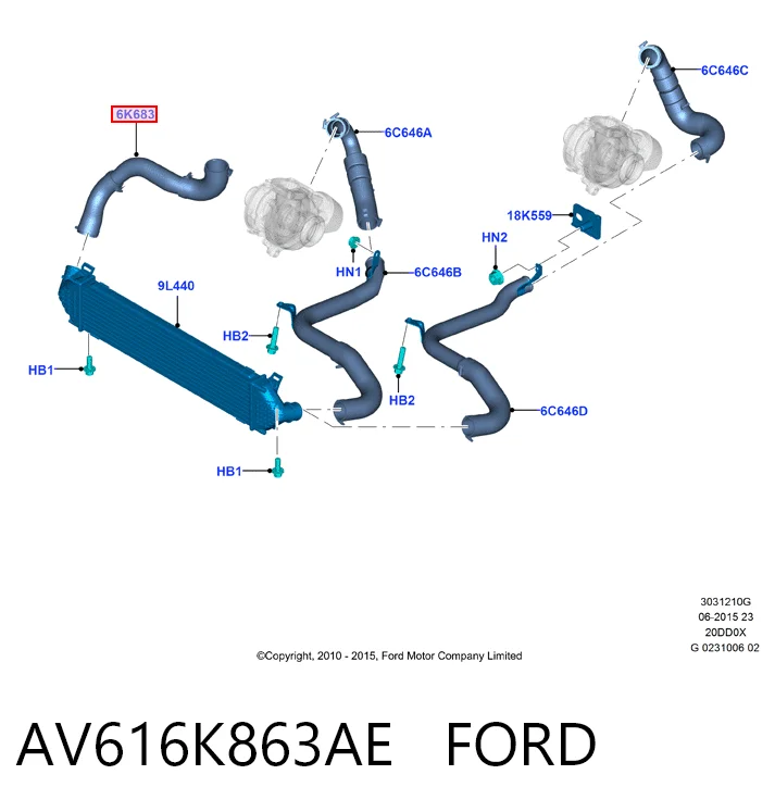AV616K863AE Ford Трубка, що нагнітається