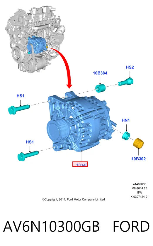 AV6N10300GB Ford Авто генератор