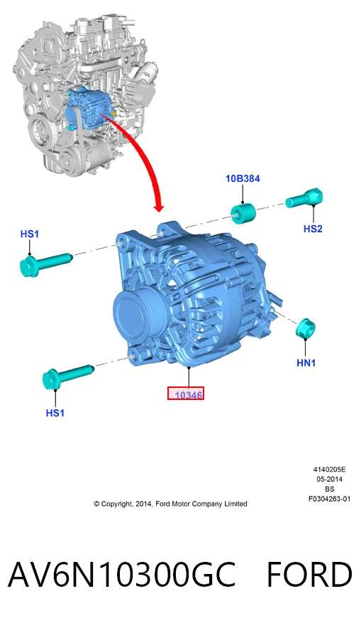 AV6N10300GC Ford Авто генератор