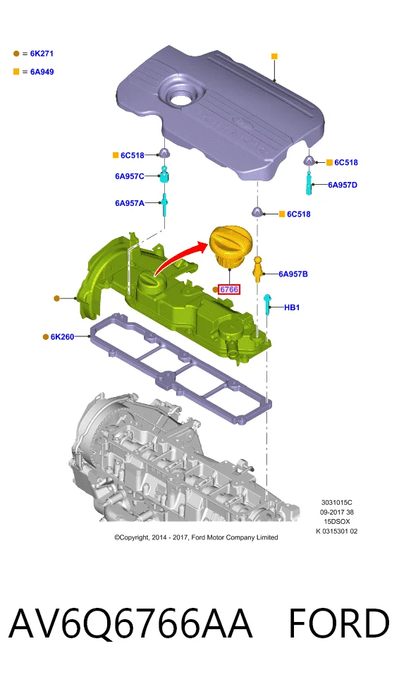 AV6Q6766AA Ford Кришка маслозаливной горловини