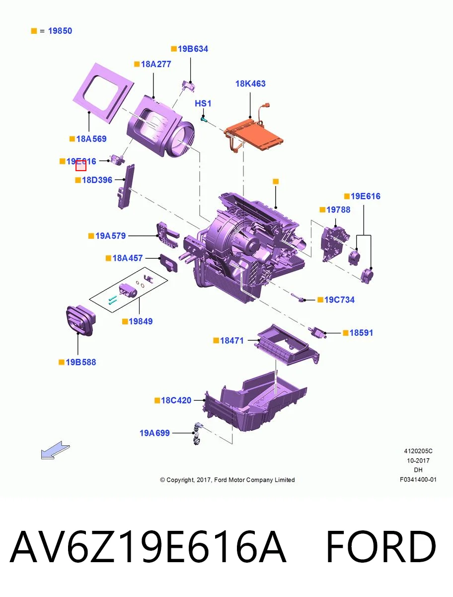 AV6Z19E616A Ford Мотор заслінки печі