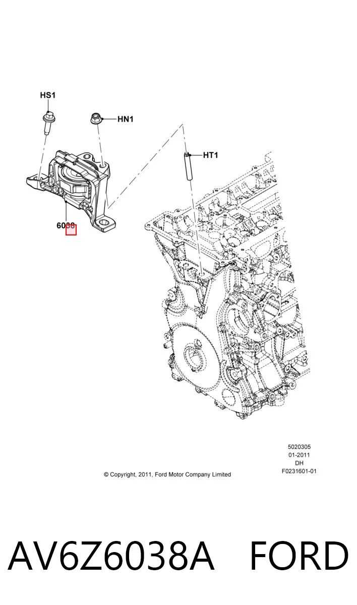 AV6Z6038A Ford Права подушка мотора