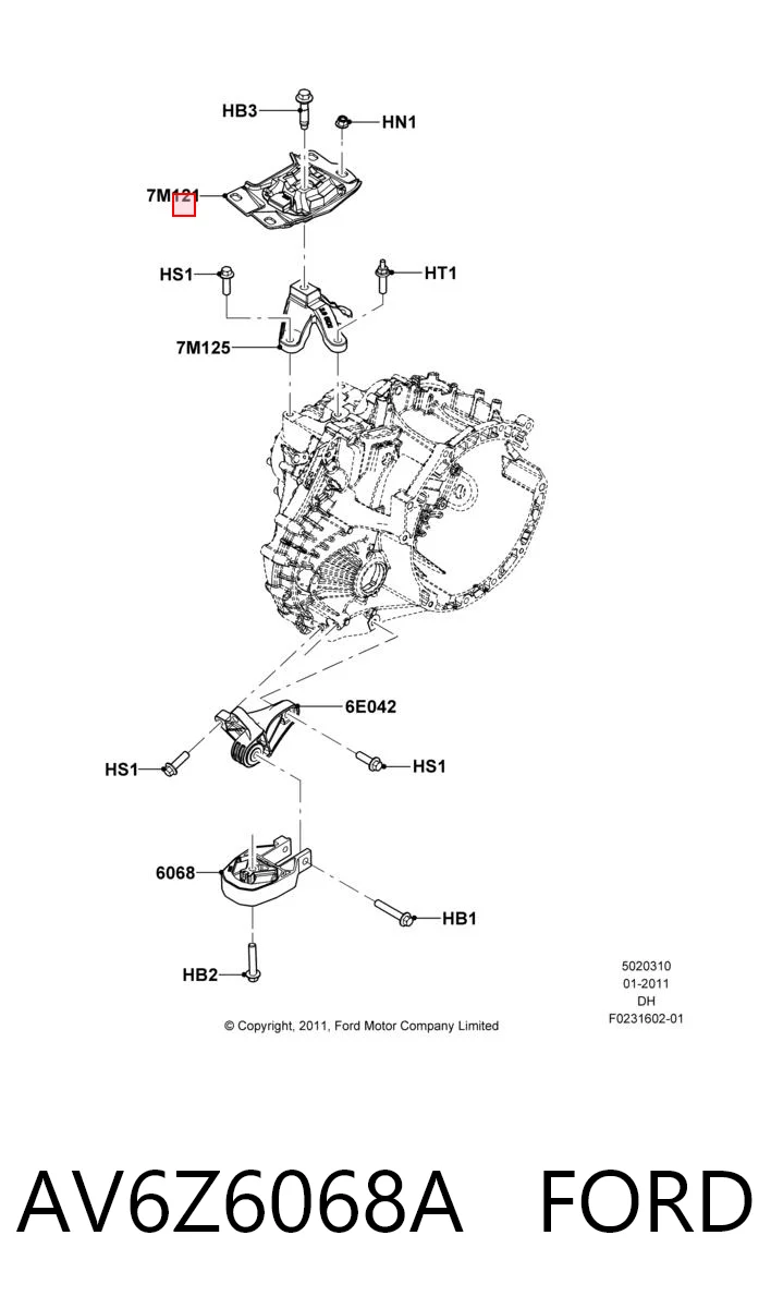 AV6Z6068A Ford Подушка (опора) двигуна, ліва верхня