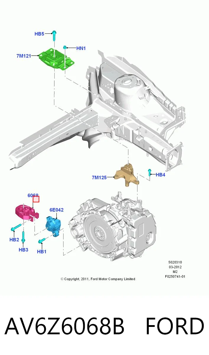 AV6Z6068B Ford Задня подушка двигуна