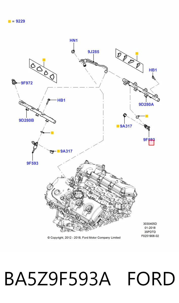 BA5Z9F593A Ford Форсунка вприску палива