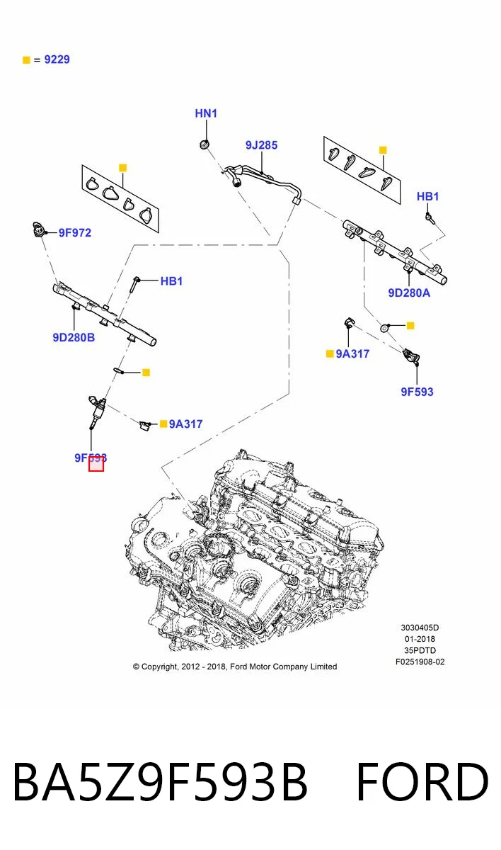 BA5Z9F593B Ford Форсунка вприску палива