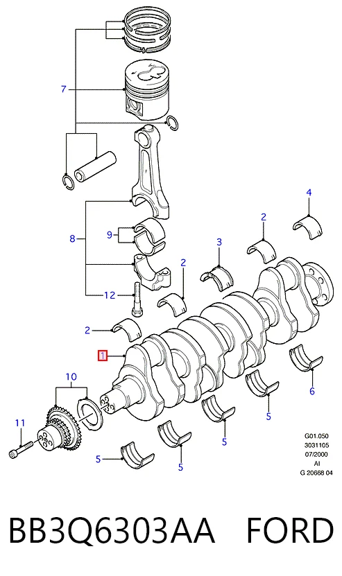 BB3Q6303AA Ford Колінвал двигуна