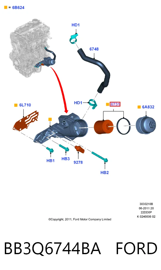 BB3Q6744BA Ford Фільтр масла