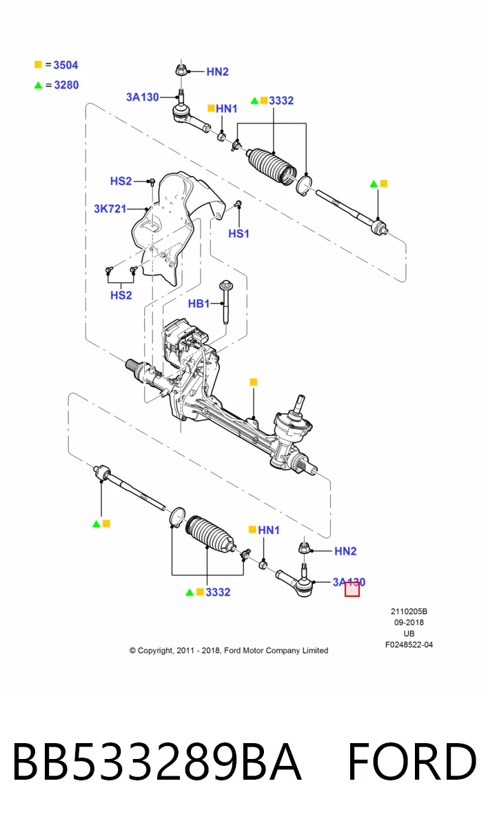 BB533289BA Ford Зовнішній наконечник рульової тяги
