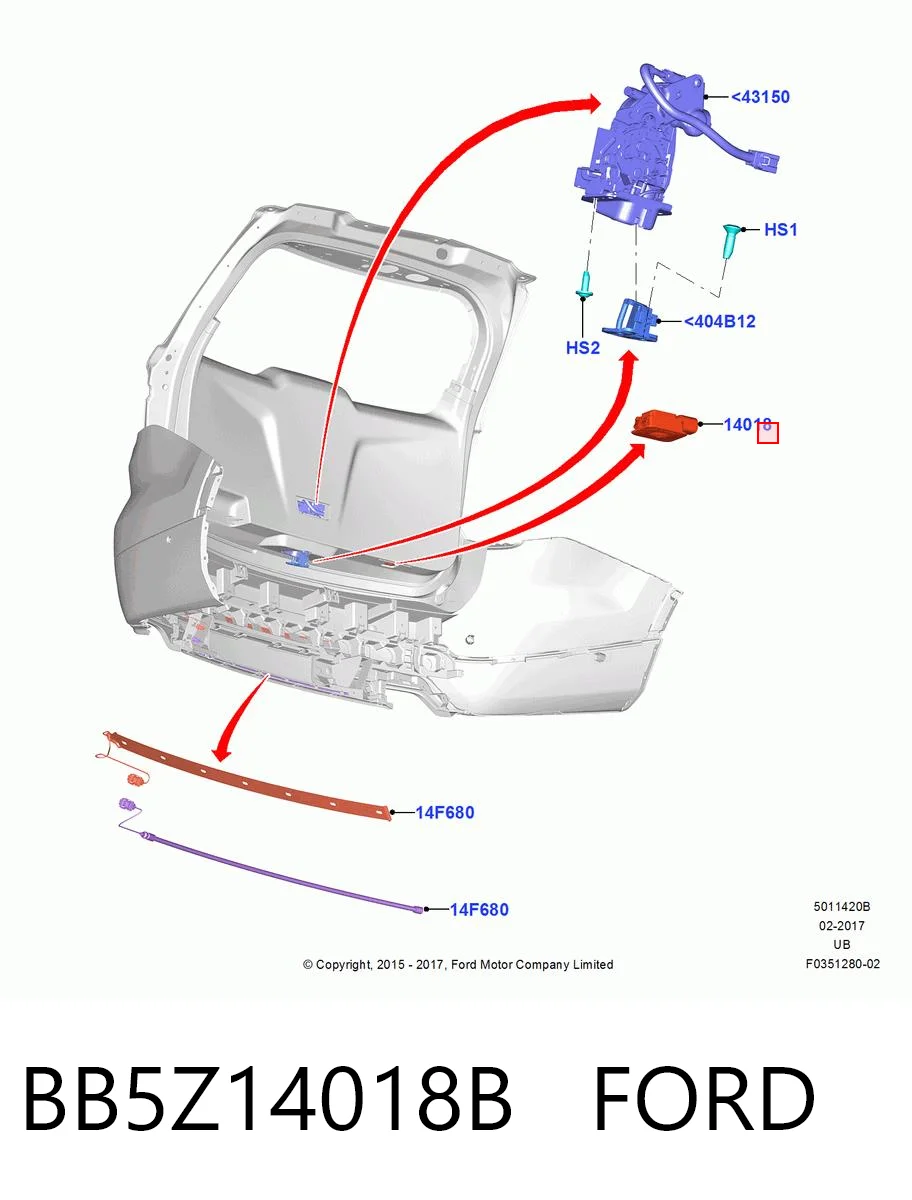 BB5Z14018B Ford Кнопка приводу замка 3/5 дверей (ляди) / кришки багажника