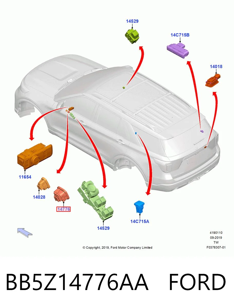 BB5Z14776AA Ford Кнопка блокування замка дверей
