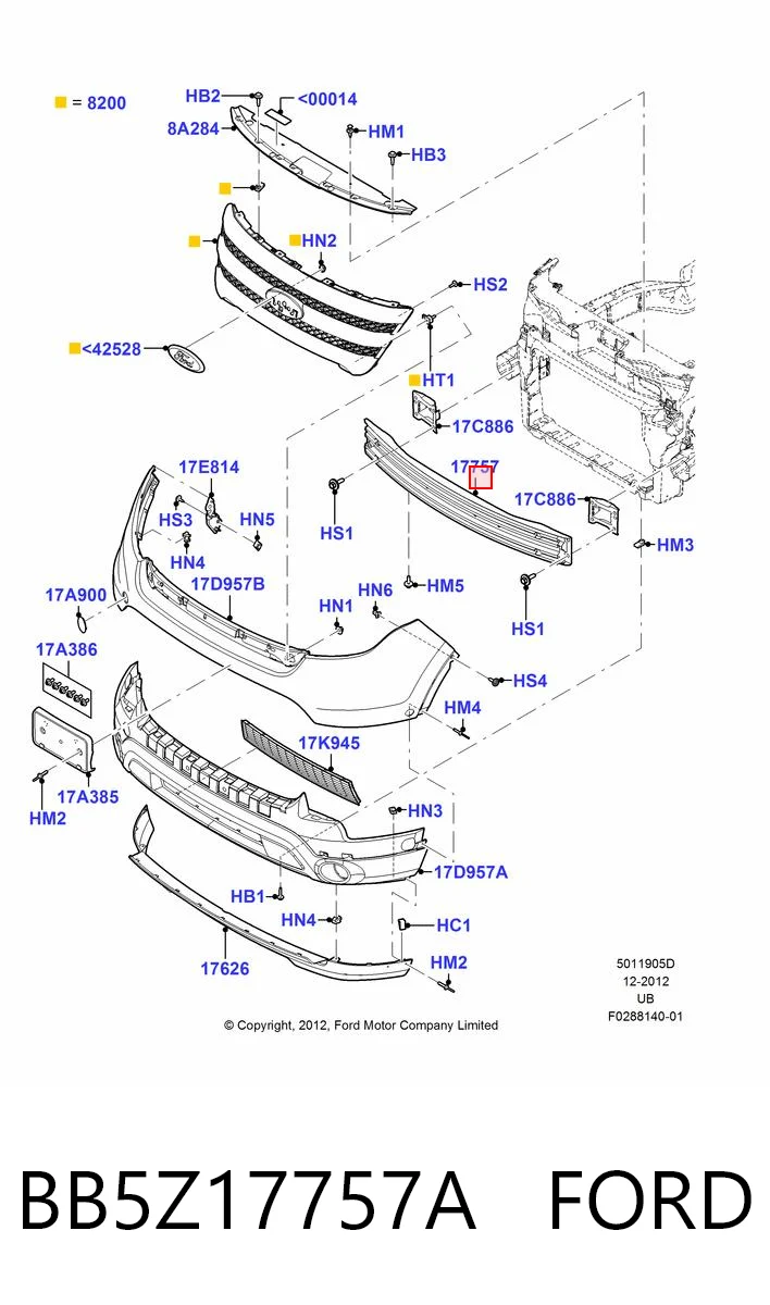 BB5Z17757A Ford Балка бампера переднього