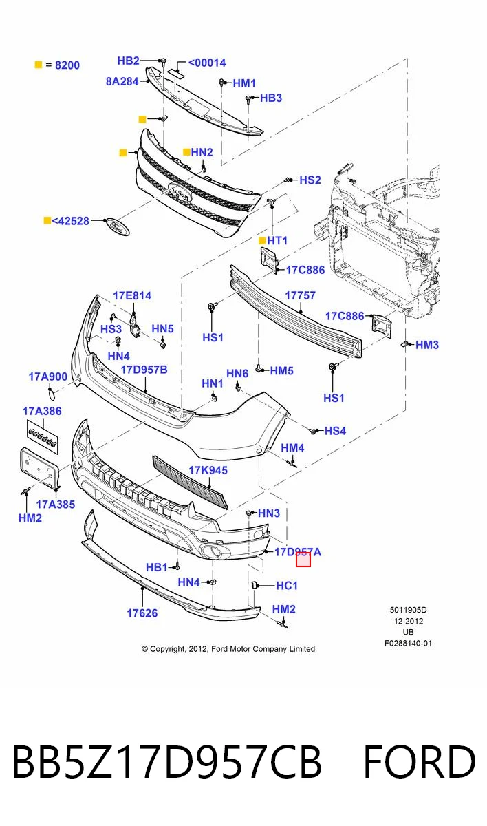 BB5Z17D957CB Ford Бампер передній, нижня частина