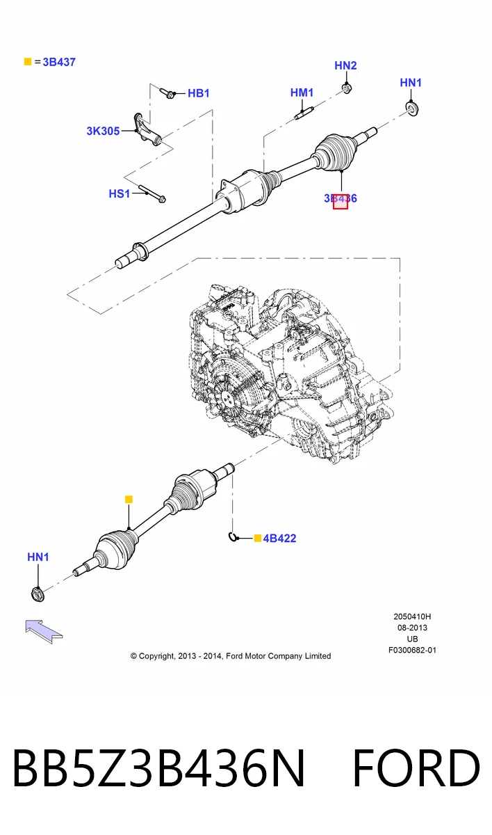 BB5Z3B436N Ford Привід передній правий