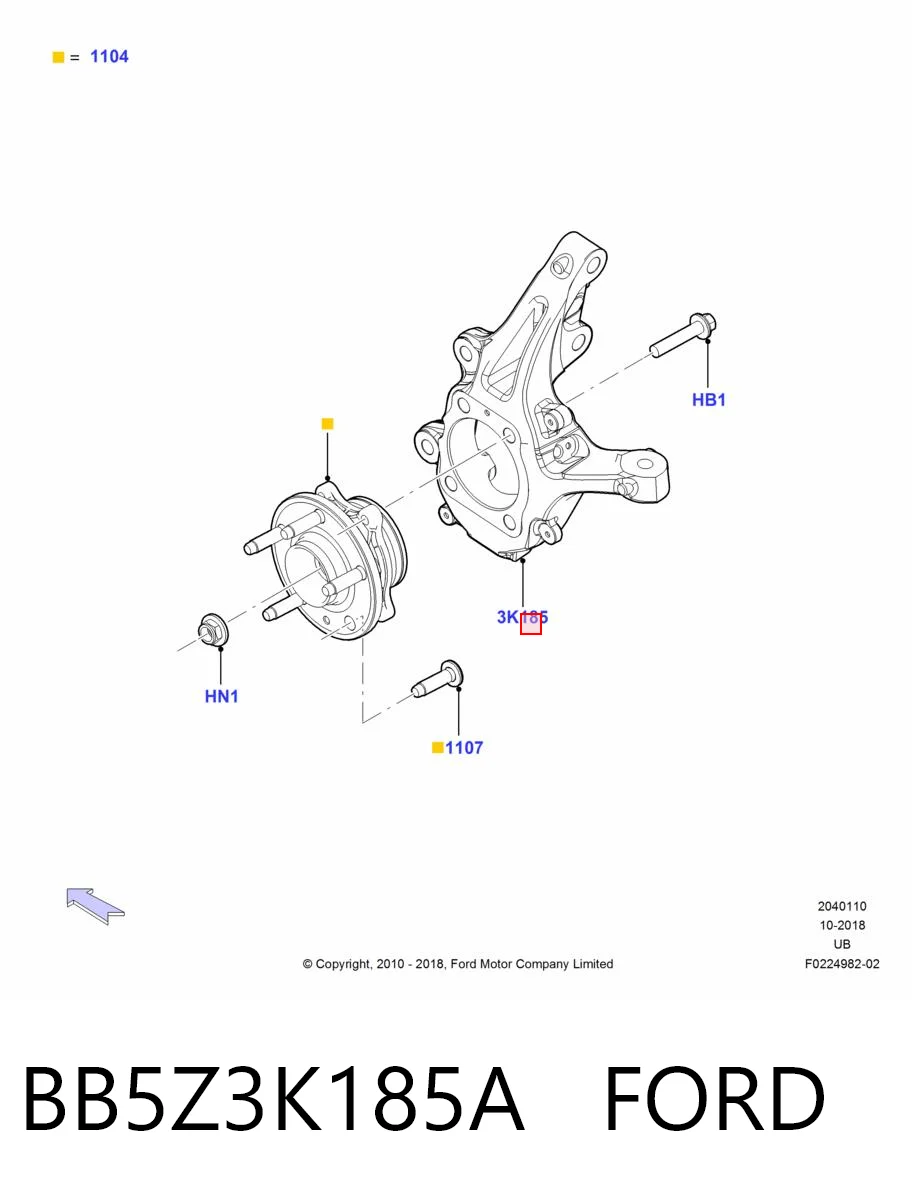 BB5Z3K185A Ford Цапфа - поворотний кулак передній, правий