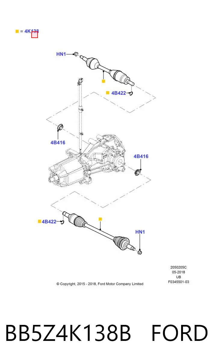 BB5Z4K138B Ford Піввісь задня, права