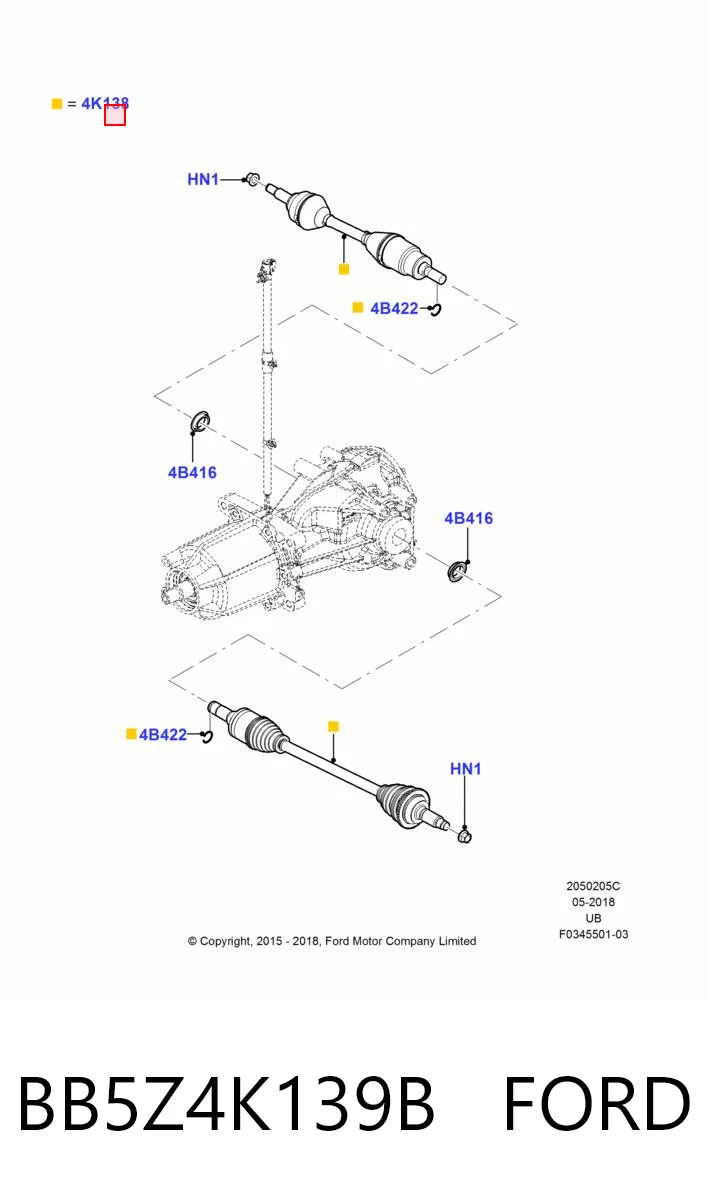 BB5Z4K139B Ford Піввісь задня, ліва