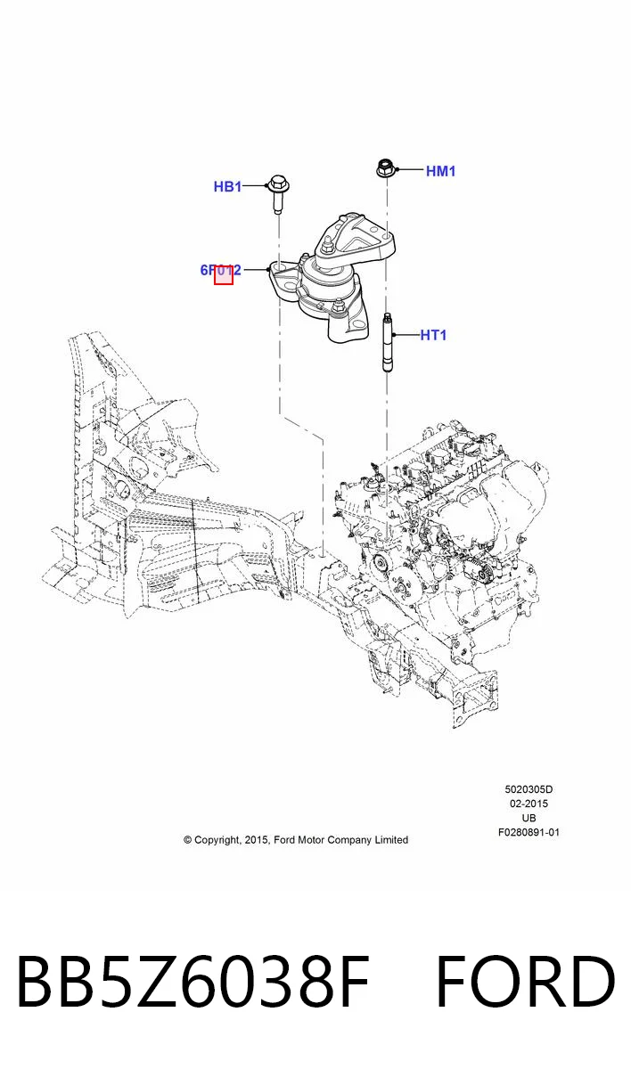 BB5Z6038F Ford Права подушка мотора
