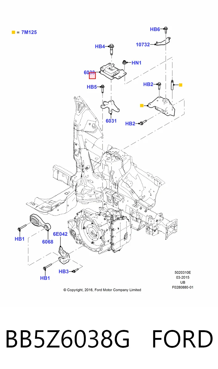 BB5Z6038G Ford Подушка трансмісії (опора коробки передач), задня