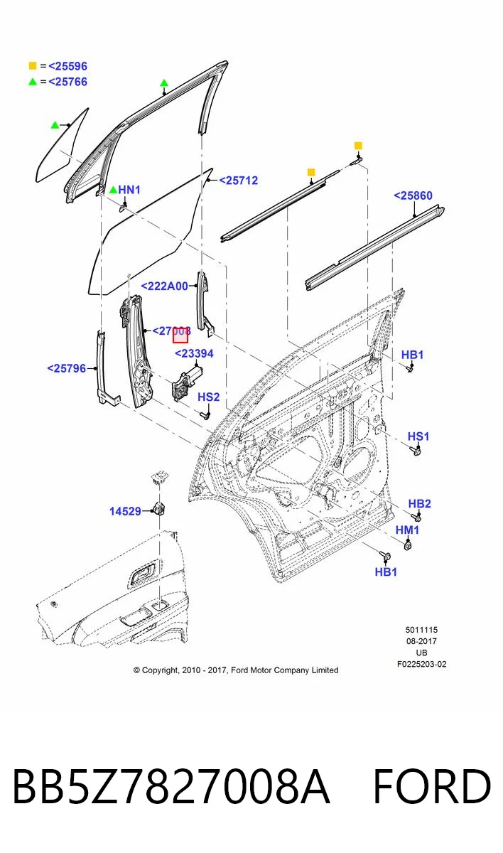 BB5Z7827008A Ford Склопідйомник задніх правих дверей