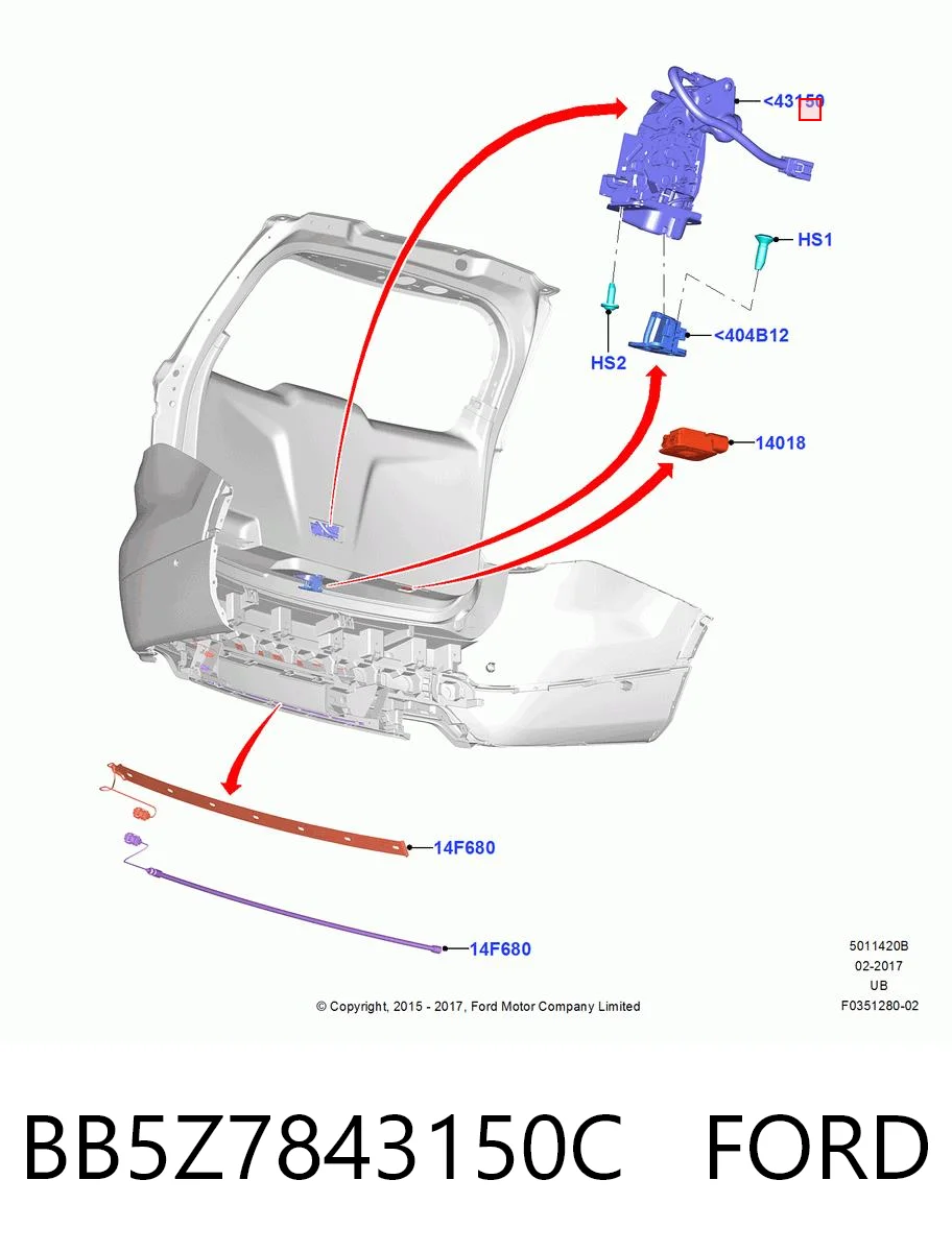 Замок п'ятих дверей на Ford Explorer  U5
