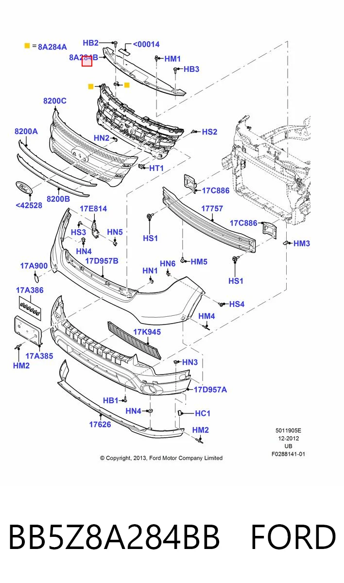 BB5Z8A284BB Ford Решітка радіатора