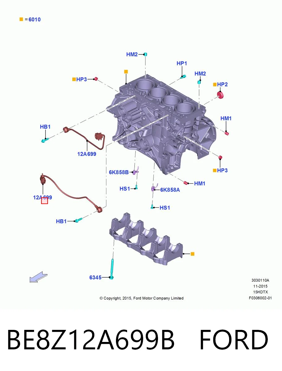 BE8Z12A699B Ford Датчик детонації