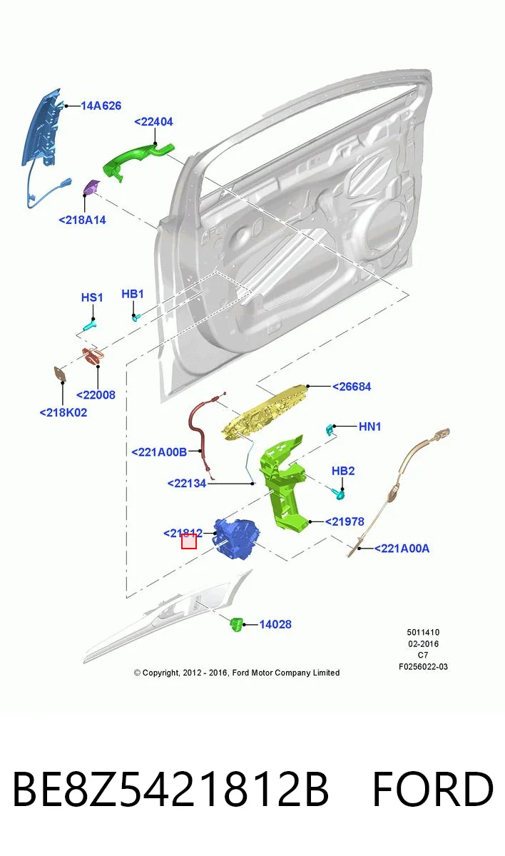 BE8Z5421812B Ford Замок двері правої передньої