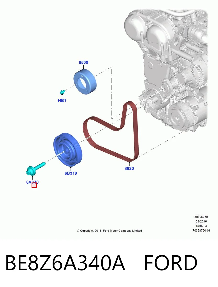 BE8Z6A340A Ford Болт коленвала