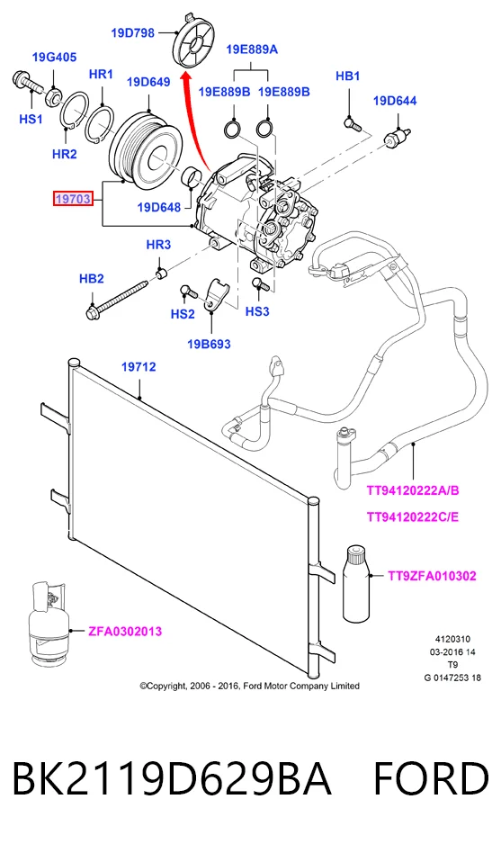 BK2119D629BA Ford Компресор холодоагенту