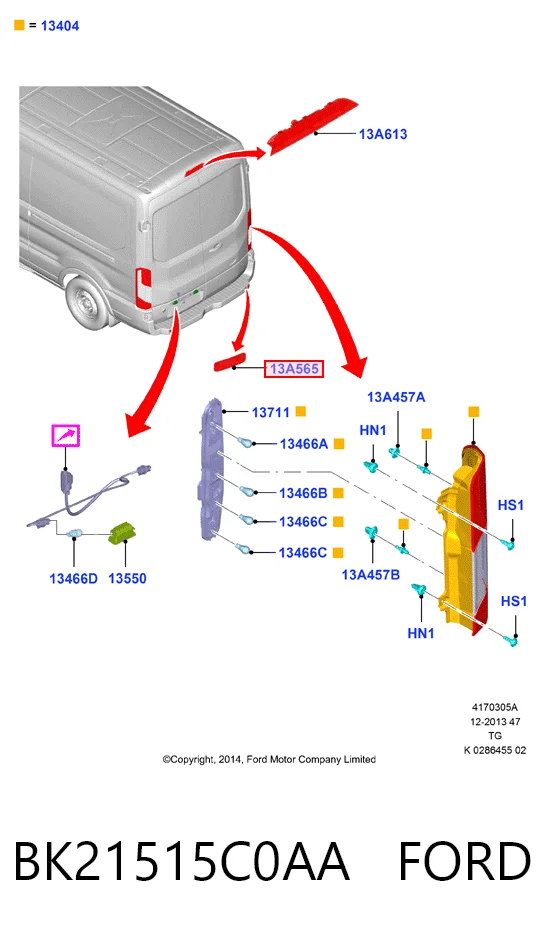 BK21515C0AA Ford Лівий катафот бампера
