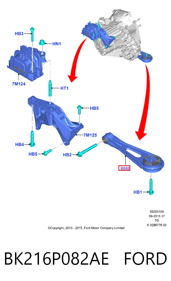 BK216P082AE Ford Задня подушка двигуна