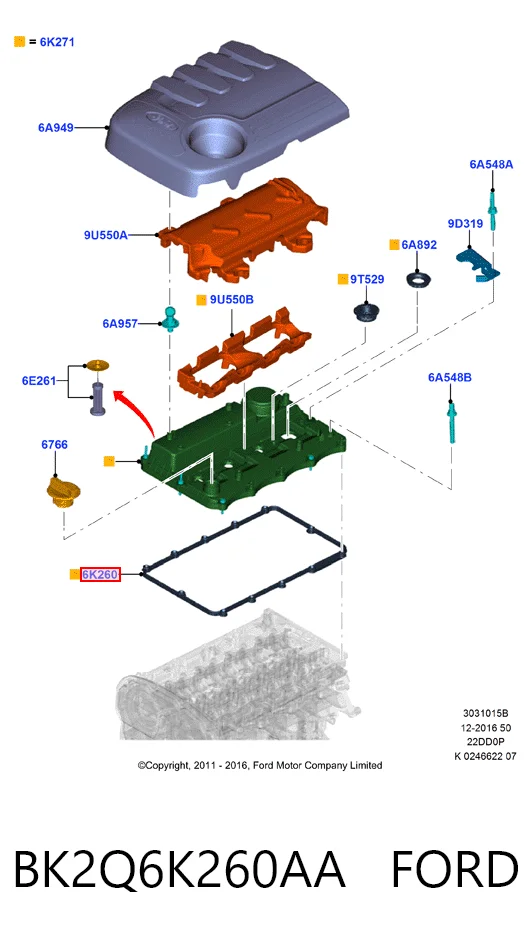 Прокладка кришки клапанної  на Ford Transit VI V347/8