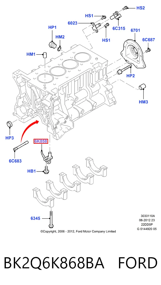 BK2Q6K868BA Ford Форсунка масляна