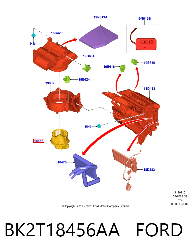 BK2T18456AA Ford Електромотор пічки